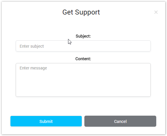 Getting Support dialog