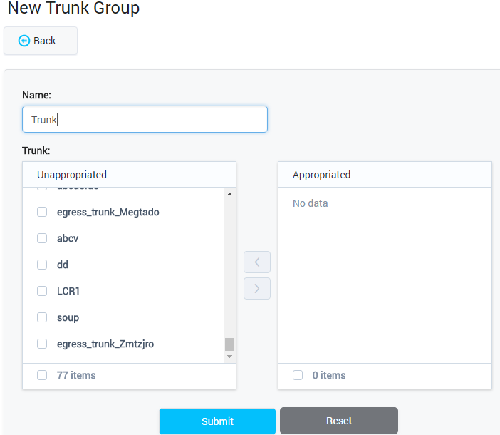 Adding Egress Trunk Group