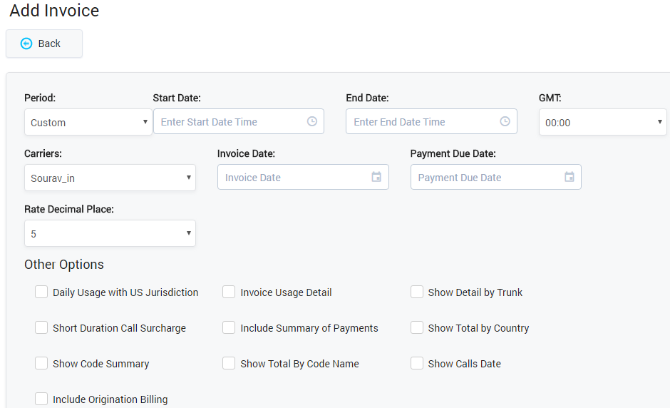 Adding Manual Invoice
