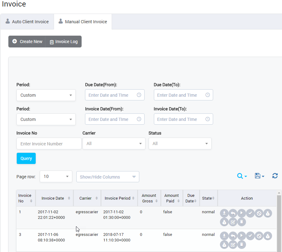 Manual Client Invoice