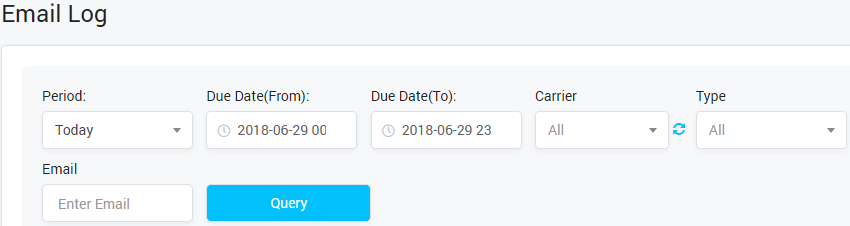 Email Log Query Form