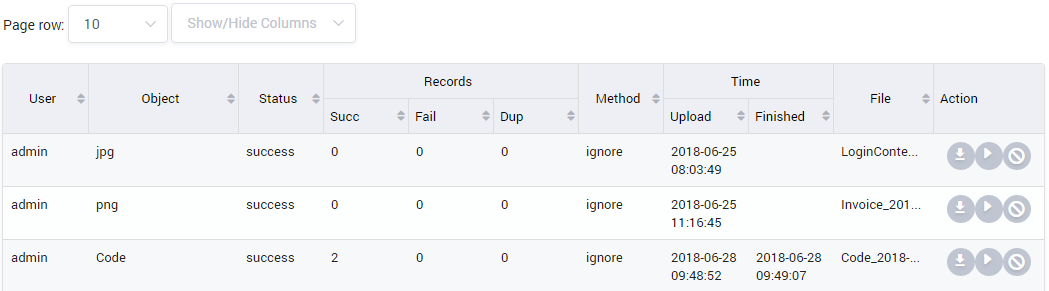 Import Log Result Form