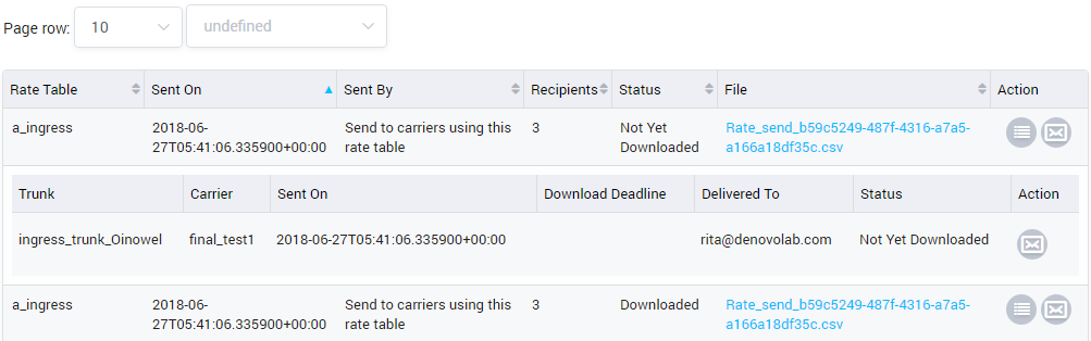 Rate Delivery Result Form
