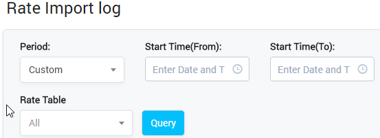 Rate Import Log Query Form