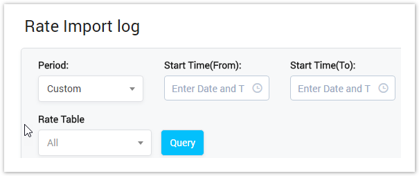 Rate Import Log Query Form