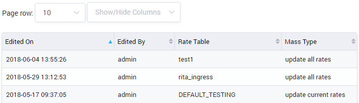 Rate Mass Edit Log Result Form