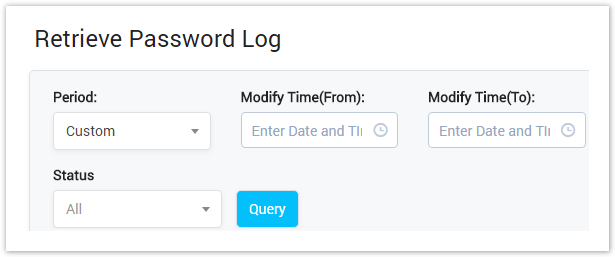Retrieve Password Log Query Form