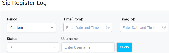 SIP Register Log Query Form