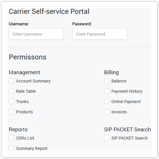 Client - Carrier Seft-Service Portal