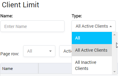 Client Limit Query Form