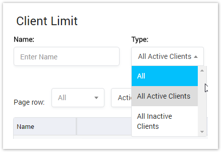 Client Limit Query Form