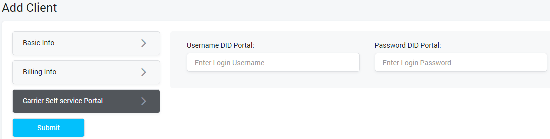 Carrier Self Service Portal
