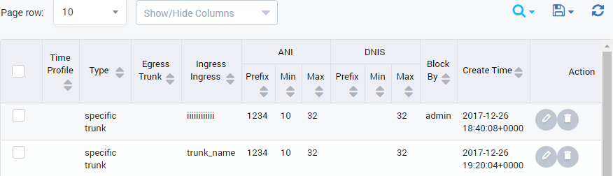 Block List Result Form