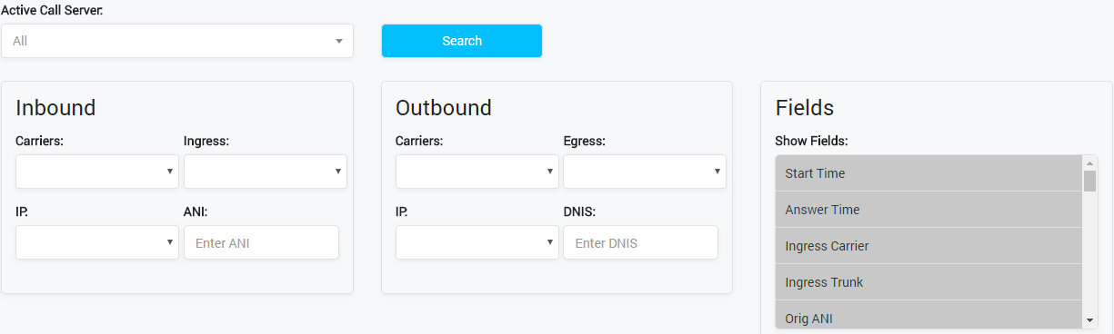 Active Call Report Query Form