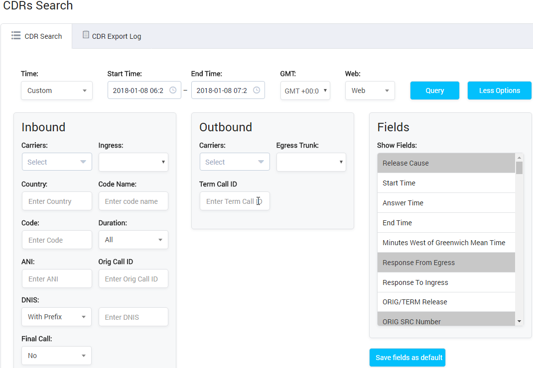CDRs List Query Form