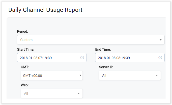Daily Channel Usage Report Query Form