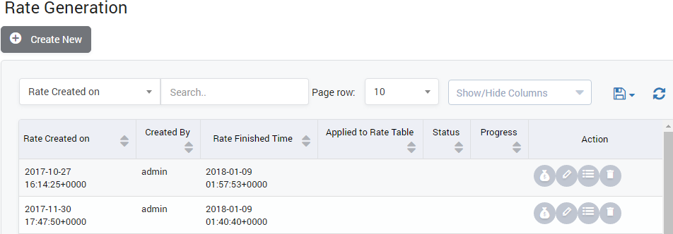Rate Generation History