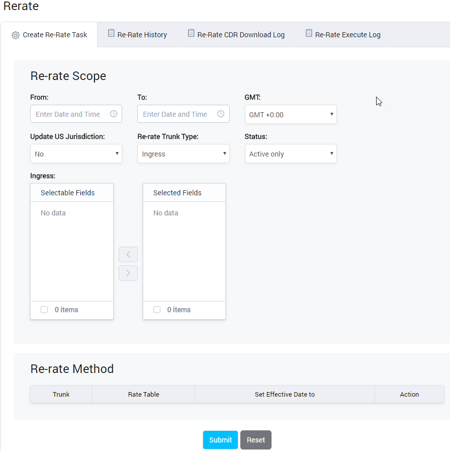 Creating Re-rate Task