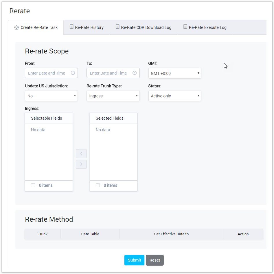 Creating Re-rate Task