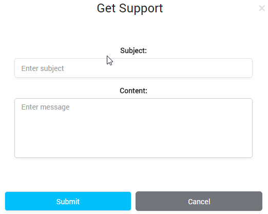 Getting Support dialog